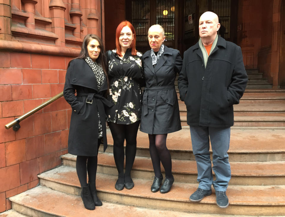 Dog owners (left to right) April Lock, Rebecca Parsons, and Liz and Jim Egan, speaking outside Birmingham Magistrates' Court after the woman who lost their dogs, Louise Lawford, was banned from keeping the animals for five years.