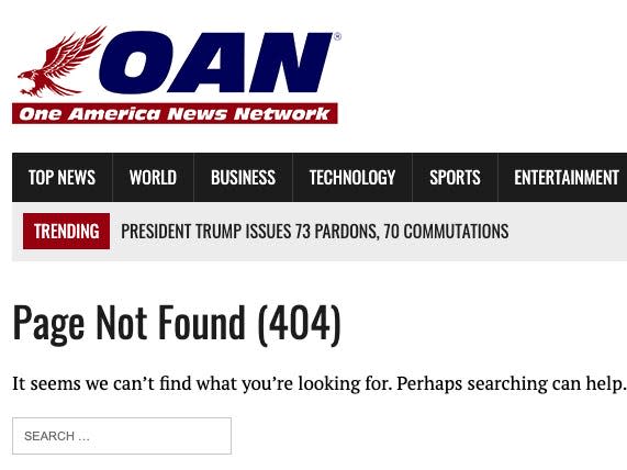 One America News OAN OANN 404 page