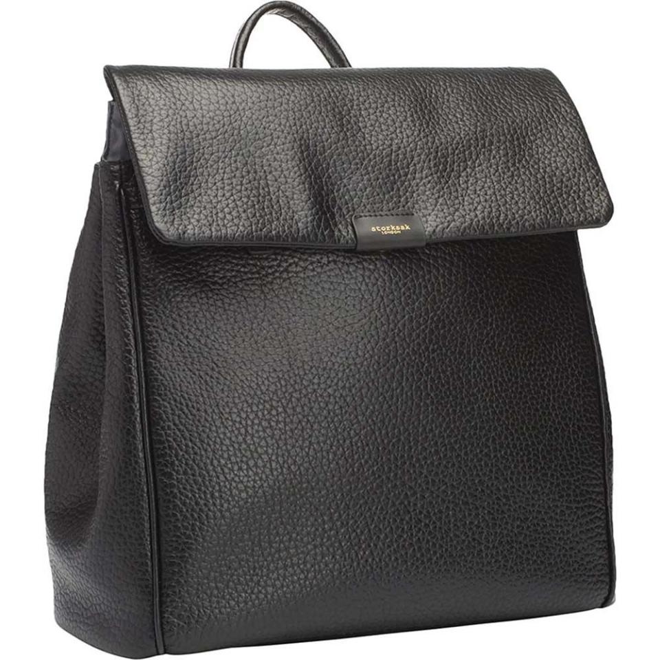 1) St. James Convertible Leather Diaper Backpack in Black