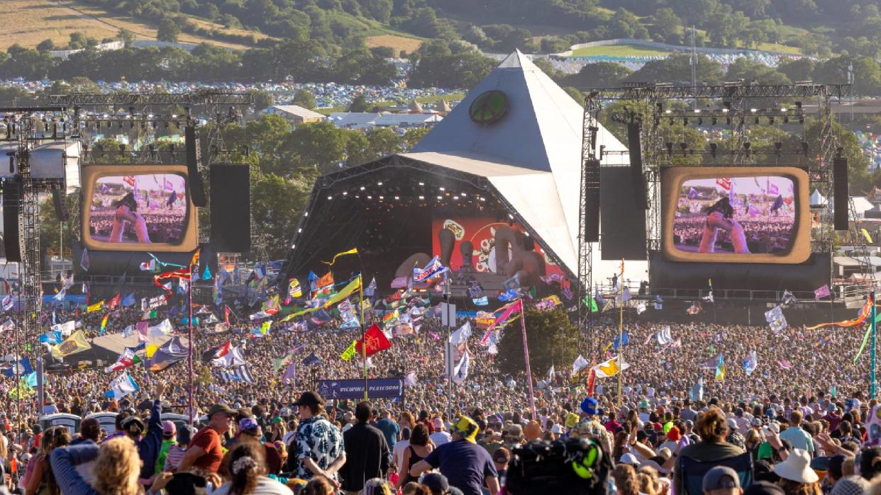  Pyramid Stage at Glastonbury Festival 2023 held at Worthy Farm. 