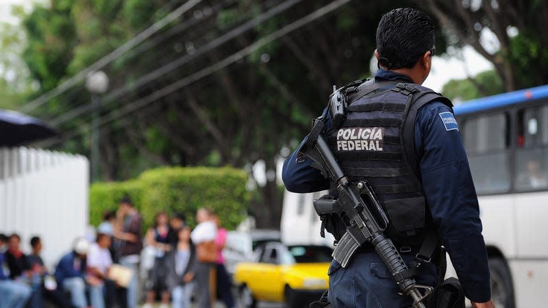 Police forces patrol on the streets of Guadalajara, host of the XVI Pan American Games, on October 11, 2011 in Guadalajara, Mexico.