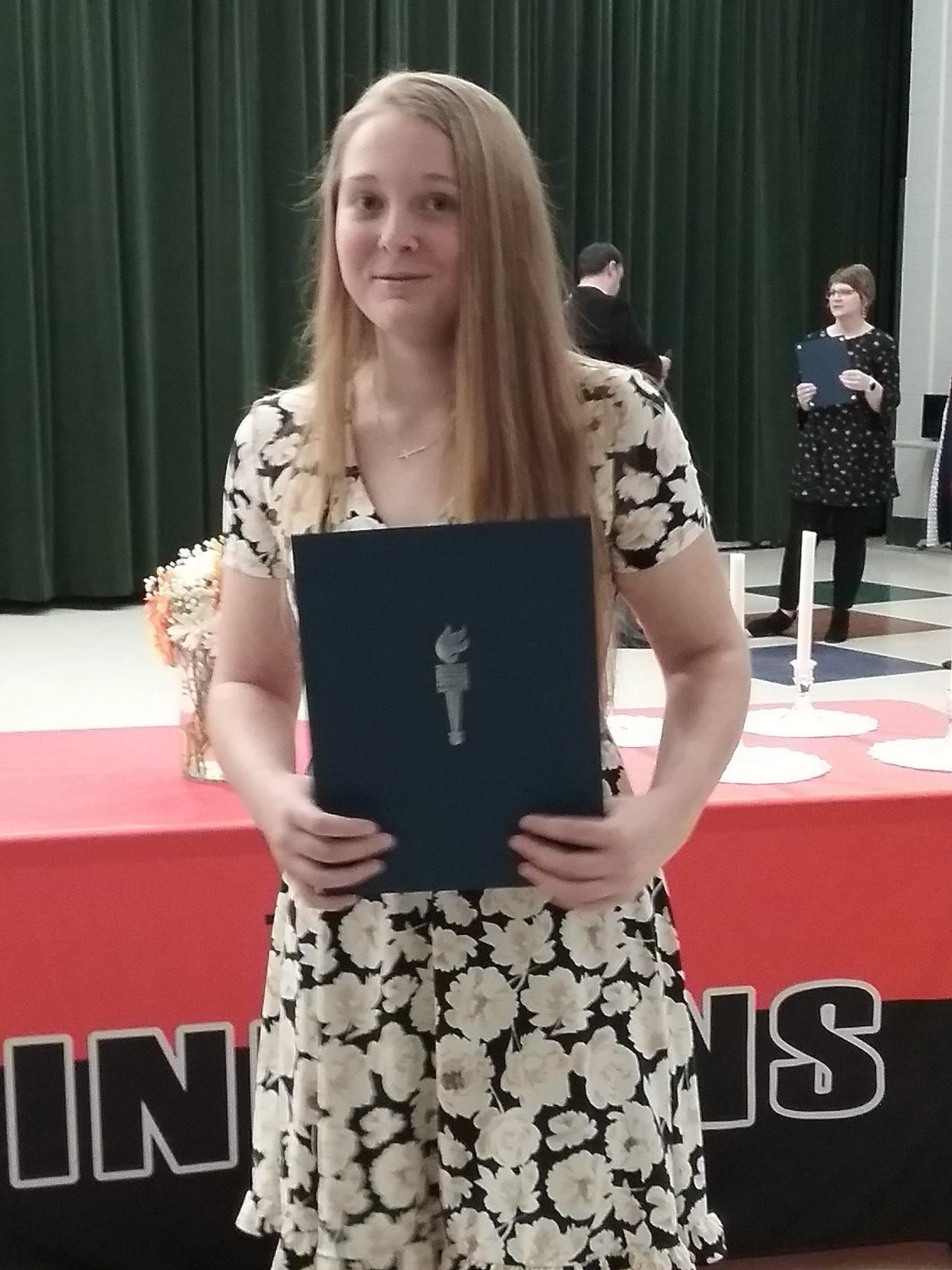 Tecumseh Middle School eighth grader Laura Nadeau recently received the National Junior Honor Society Outstanding Achievement Award.