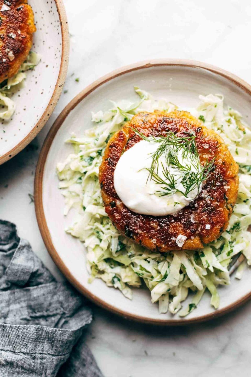 <strong>Get the <a href="https://pinchofyum.com/yummy-salmon-burgers-slaw" target="_blank">Salmon Burgers With Slaw </a>recipe from Pinch of Yum</strong>