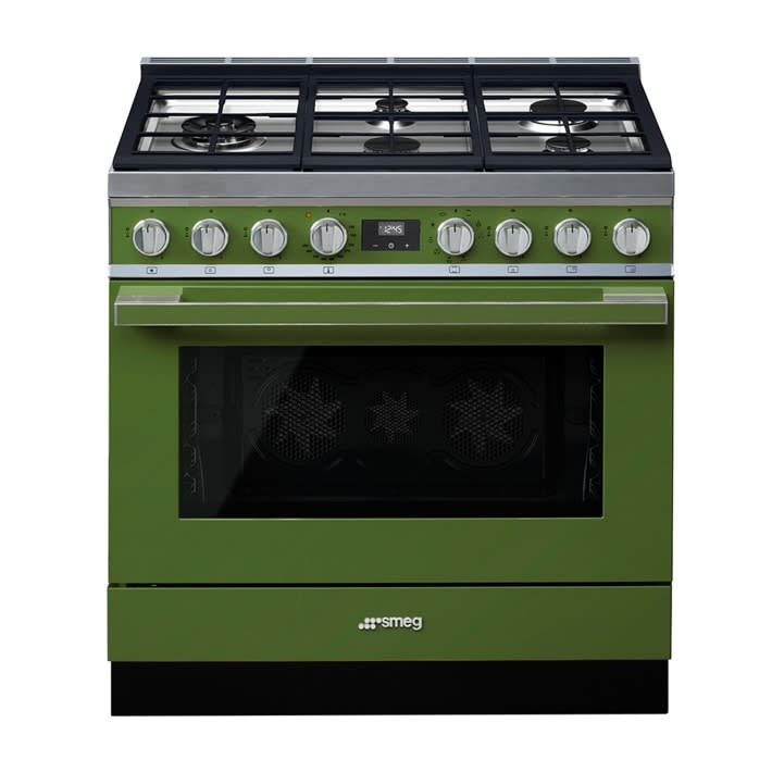 Smeg Portofino Dual-Fuel Range, Olive Green