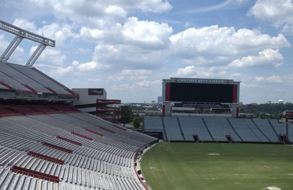 This photo submitted by South Carolina to EA Sports for the College Football 25 shows the more “open” side of Williams-Brice Stadium featuring the video board.