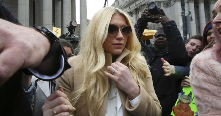 Pop star Kesha leaves Supreme Court in New York after a hearing involving her producer, Dr. Luke (Copyright: Mary Altaffer/AP/REX/Shutterstock)