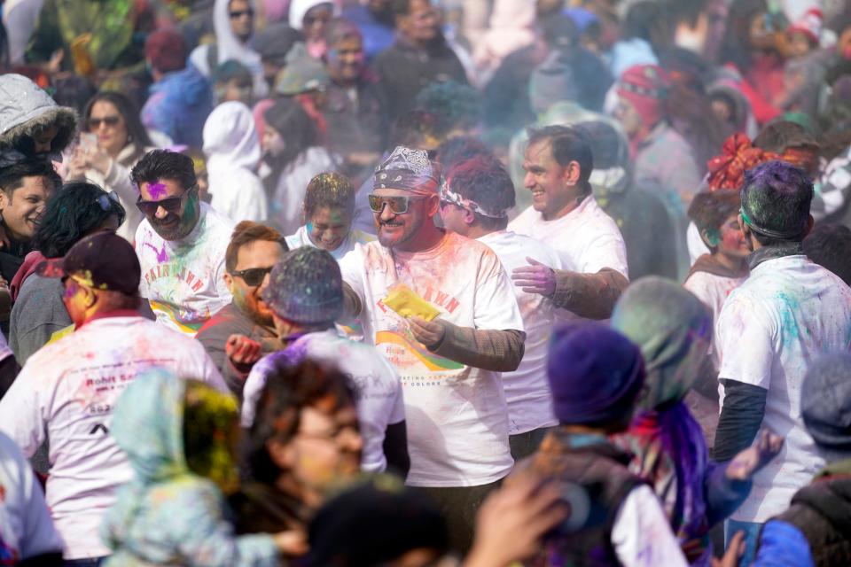 Hundreds attend Fair Lawn's Holi celebration on March 19, 2023.