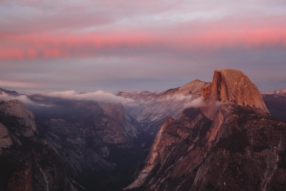 Half Dome of Yosemite National Park at sunset