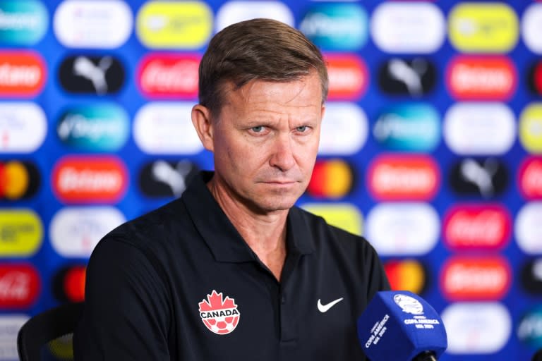 Canada's head coach Jesse Marsch speaks during a press conference ahead of the Copa America opener against world champions Argentina. (Charly TRIBALLEAU)