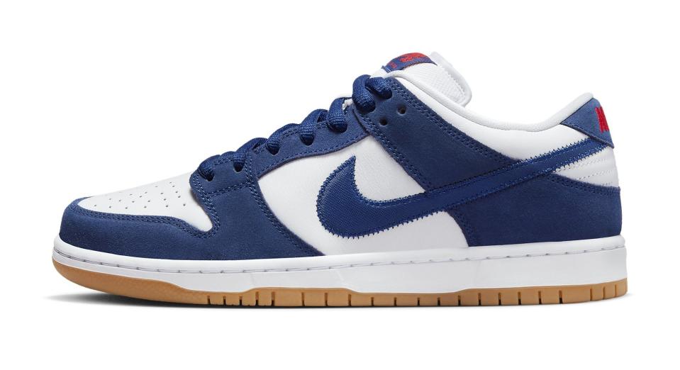 The lateral side of the Nike SB Dunk Low “Los Angeles Dodgers.” - Credit: Courtesy of Nike