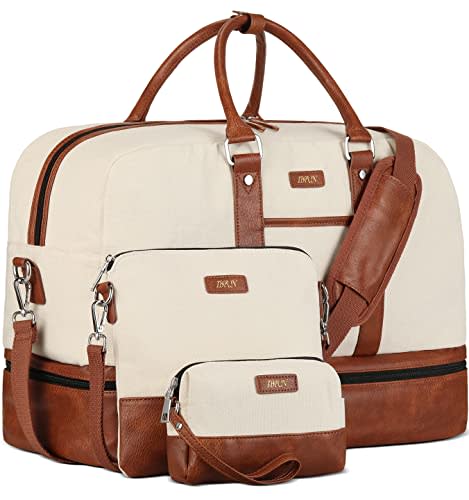 Weekender Bags for Women, Large Overnight Bag Canvas Travel Duffel Bag Carry On Tote with Shoe Compartment 21