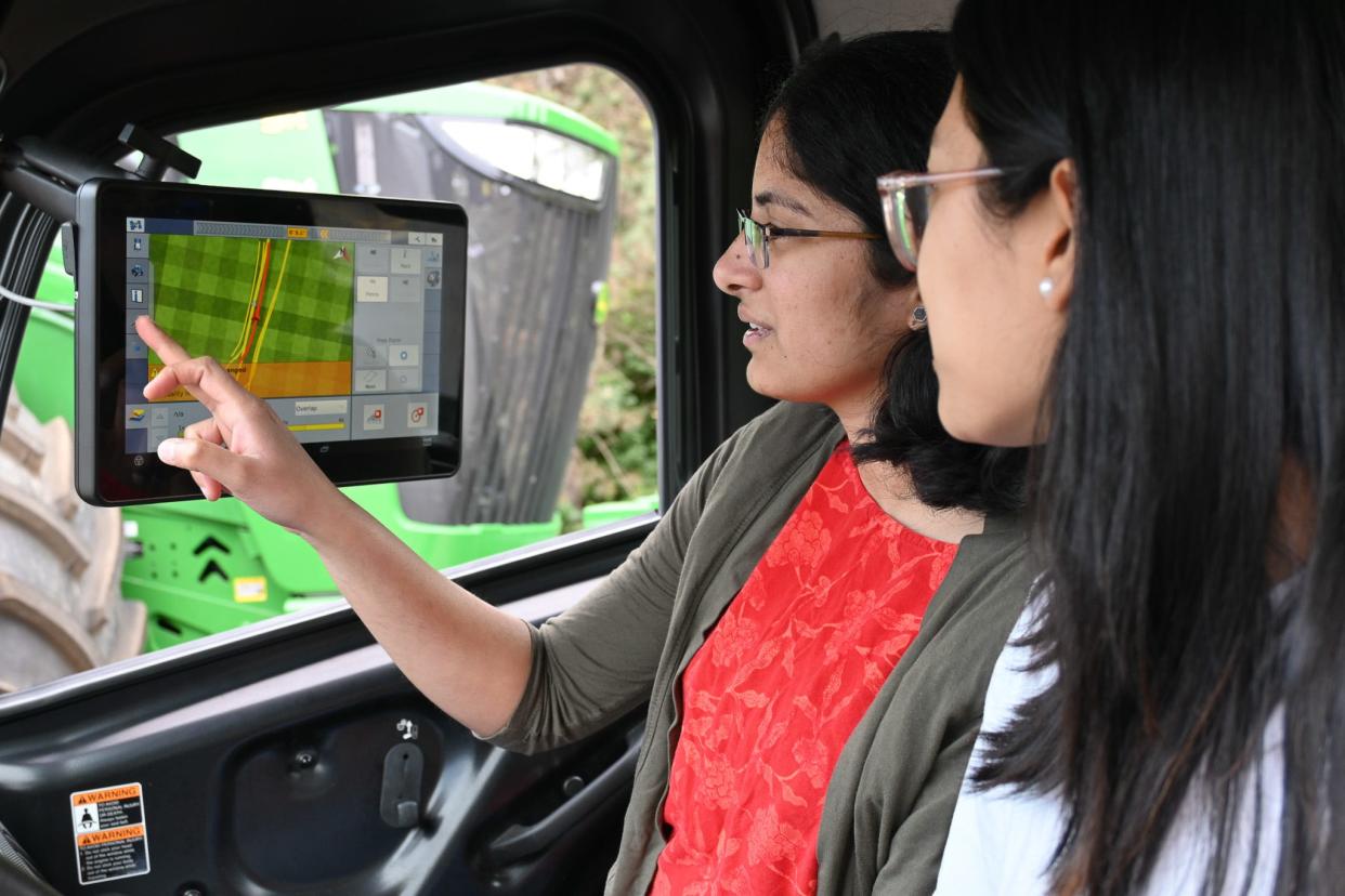 Ohio State graduate students use various geospatial technologies such as remote sensing and global positioning systems with Trimble hardware and software.