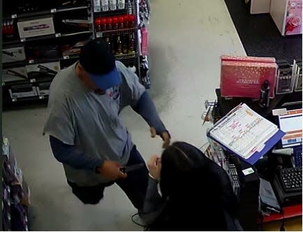 Investigators sought a man and woman in connection with a knifepoint robbery at Sally's Beauty Supply, 12717 Main Street in Hesperia, on Thursday, April 11, 2024.