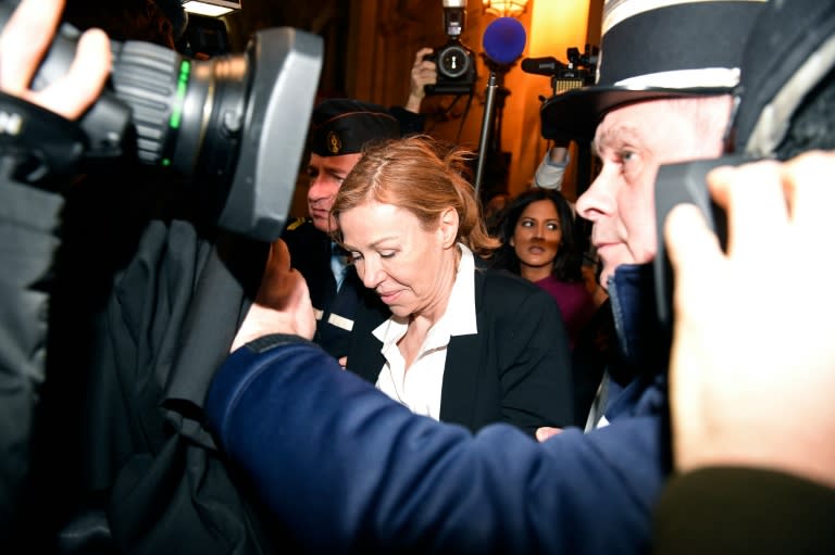 Patricia Menard, ex-wife of former French budget minister Jerome Cahuzac, arrives on the first day their trial for tax fraud at the courthouse of Paris, on February 8, 2016