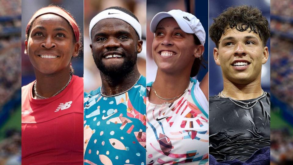 PHOTO: Coco Gauff, Frances Tiafoe, Madison Keys and Ben Shelton at the U.S. Open in New York City. (Getty Images/Reuters)