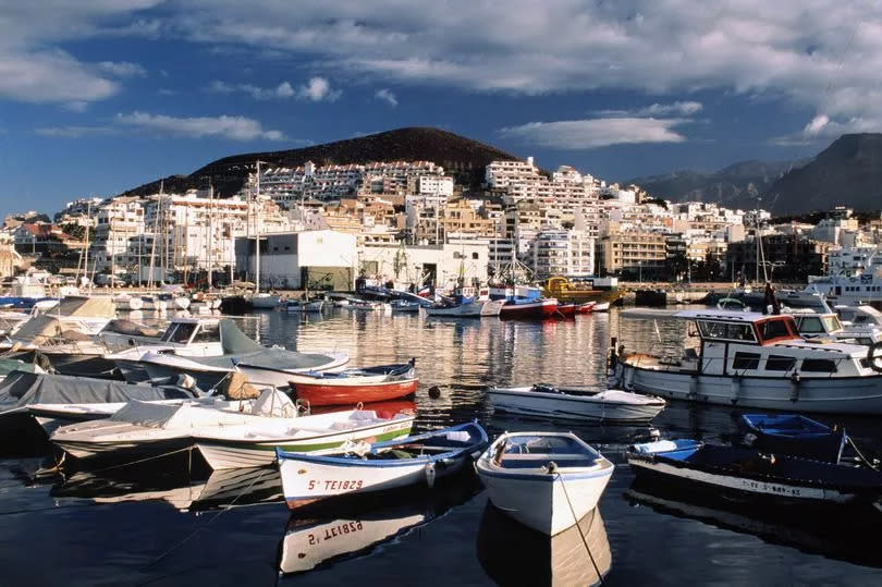 Spain, Canary Islands, Tenerife, Los Christianos, view over harbour