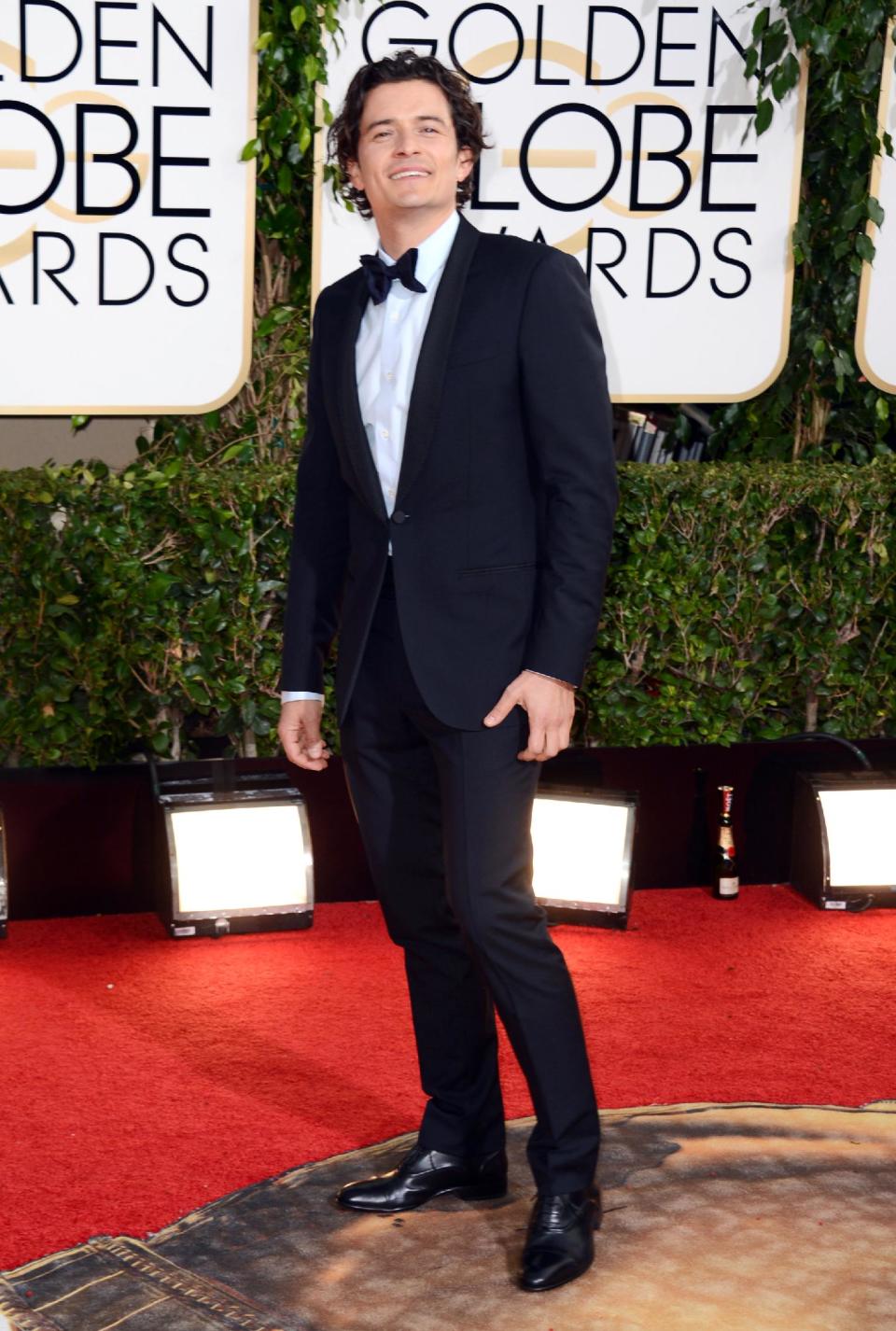 Orlando Bloom arrives at the 71st annual Golden Globe Awards at the Beverly Hilton Hotel on Sunday, Jan. 12, 2014, in Beverly Hills, Calif. (Photo by Jordan Strauss/Invision/AP)