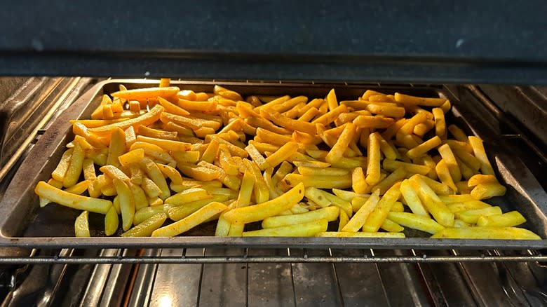 baking sheet with fries