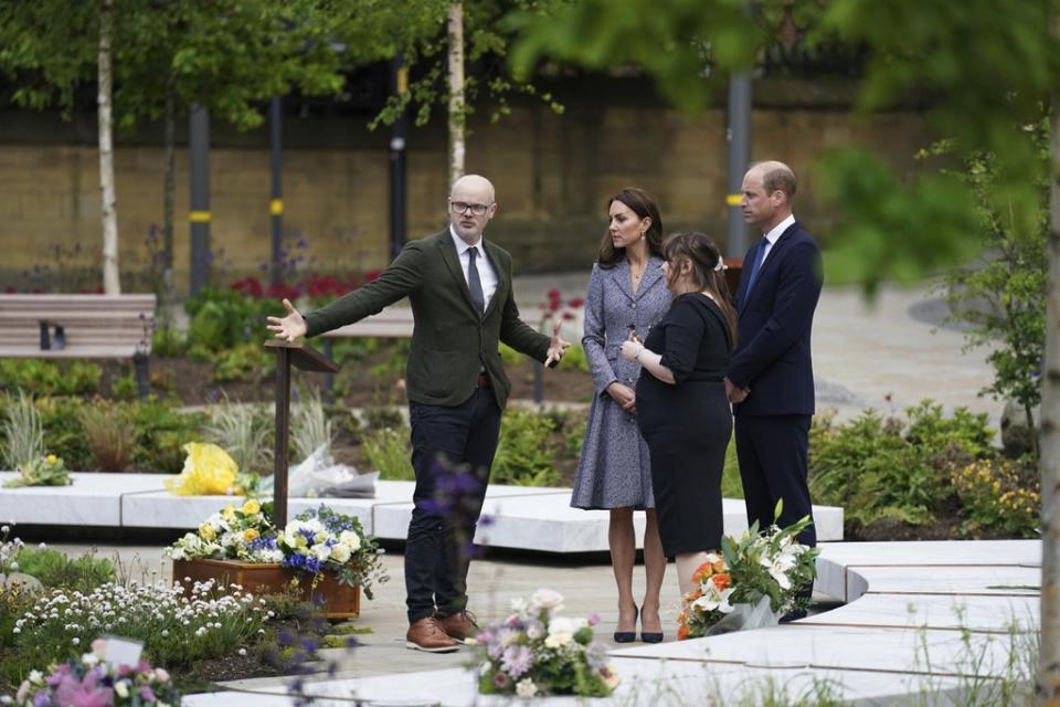 The Duke and Duchess of Cambridge attended the official opening of the memorial to those who died in the bombing – the Glade of Light Memorial in Manchester city centre – on May 10 (Jon Super/PA) (PA Wire)