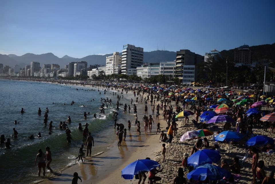 Summer day in Rio de Janeiro, Brazil, on the beach of Ipanema, south zone of the city, on 10 January 2019.