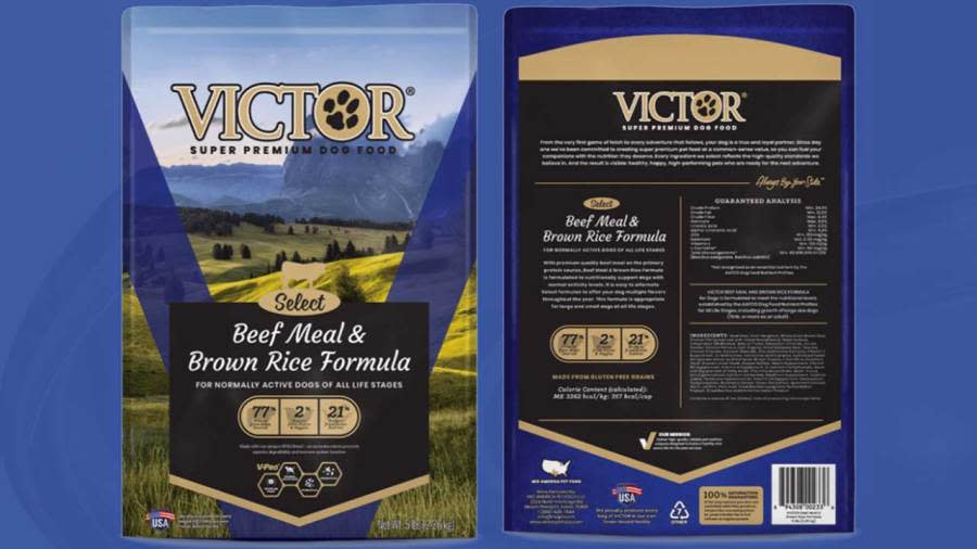 Mid America Pet Food is recalling three lots of Victor Super Premium Dog Food, Select Beef Meal & Brown Rice Formula. (Courtesy: FDA)