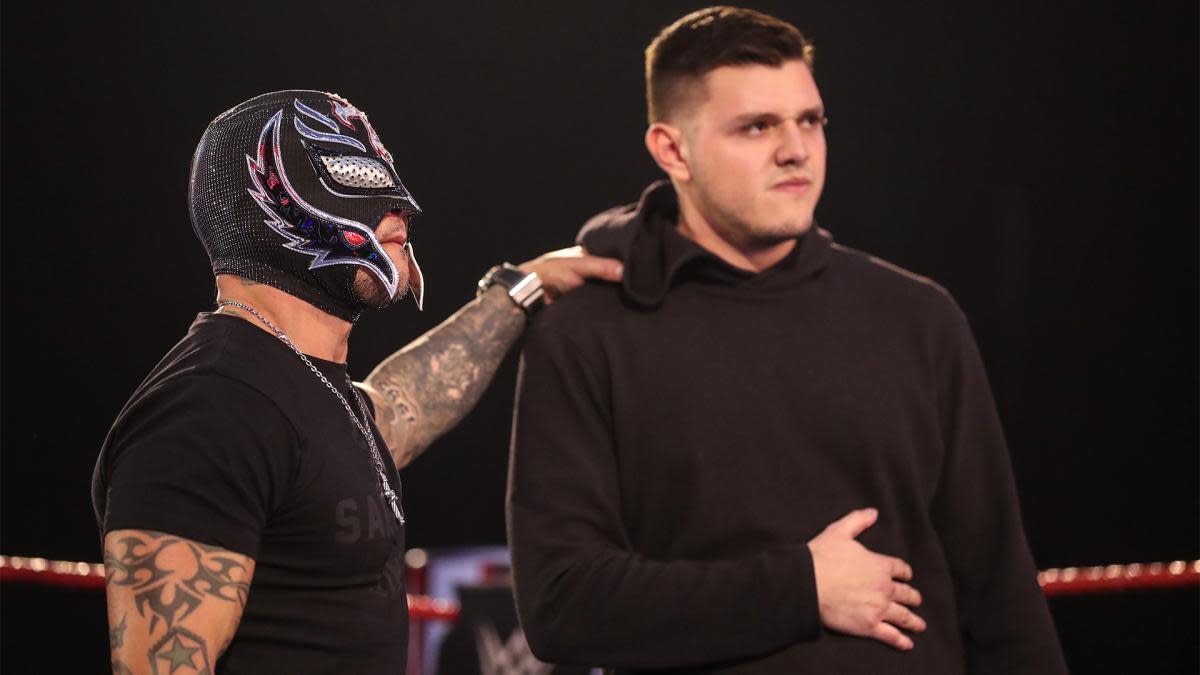 Rey and Dominik Mysterio are seen during an episode of 'Monday Night Raw.' (Photo credit: WWE)