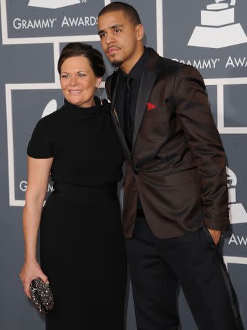 <p>Jason Merritt/Getty</p> J Cole and Kay Cole at the 54th Annual Grammy Awards on February 12, 2012 in Los Angeles, California.