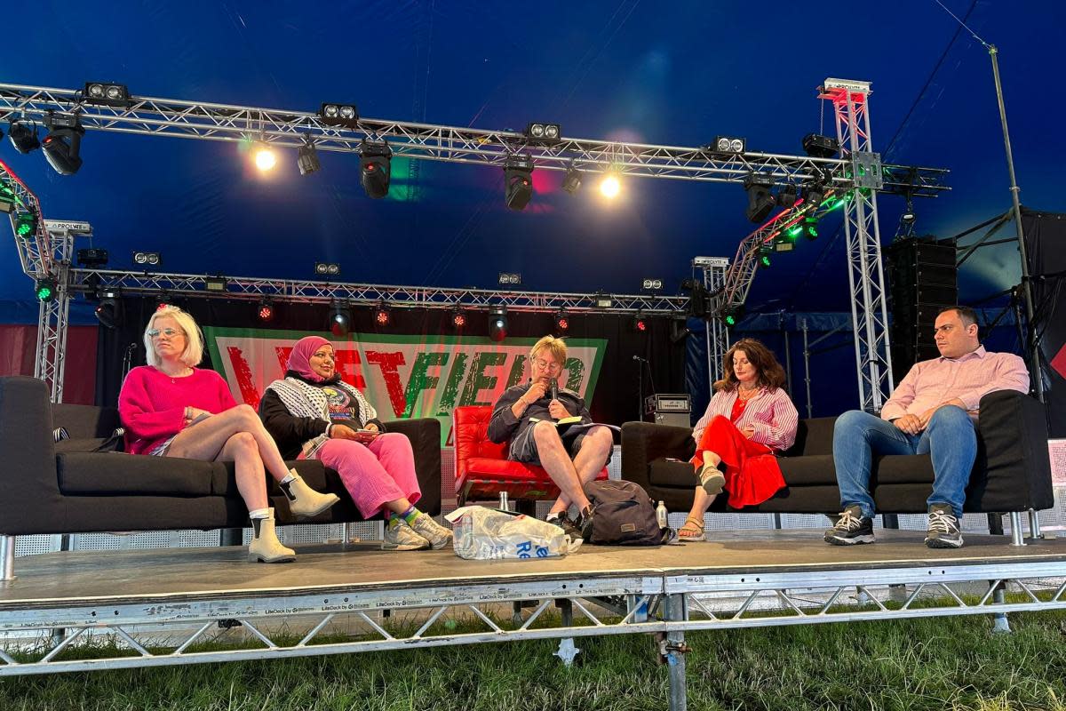 Former city councillor Shaista Aziz during panel talk at Glastonbury <i>(Image: Shaista Aziz)</i>