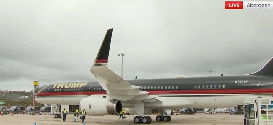 Trump’s plane lands in Aberdeen (Sky News)