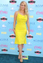 Leven Rambin, of "Percy Jackson: Sea of Monsters," stood out in a bright yellow sundress and gold ankle-strap stilettos.