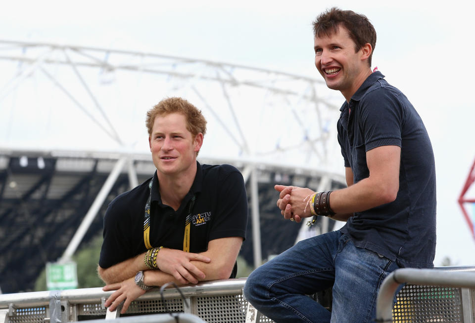 James Blunt and Prince Harry laughing together