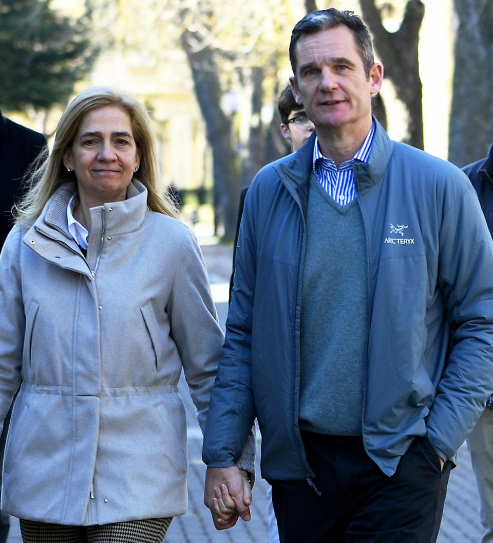 Princess Cristina of Spain and Iñaki Urdangarín are seen in Vitoria on Christmas Day on December 25, 2019 in Vitoria-Gasteiz, Spain.