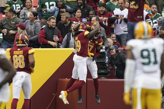 Washington Commanders wide receiver Terry McLaurin (17) runs during an NFL  football game against the Green Bay Packers, Sunday, October 23, 2022 in  Landover. (AP Photo/Daniel Kucin Jr Stock Photo - Alamy