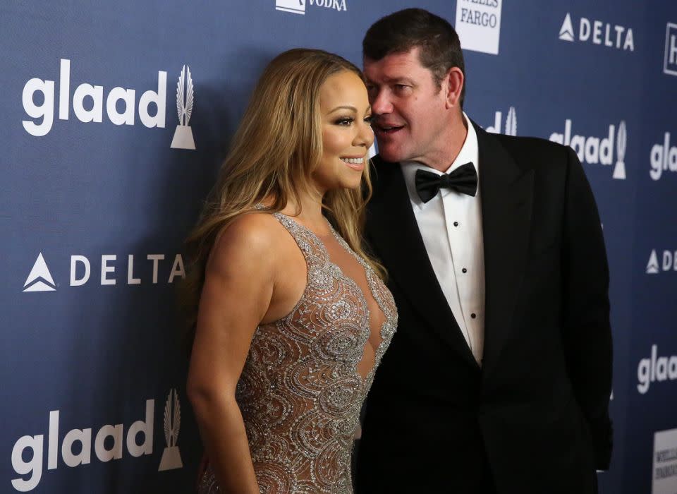 Mariah Carey and James Packer arrive for the 27th Annual GLAAD Media Awards at The Waldorf=Astoria on May 14, 2016 in New York City. Source: Getty