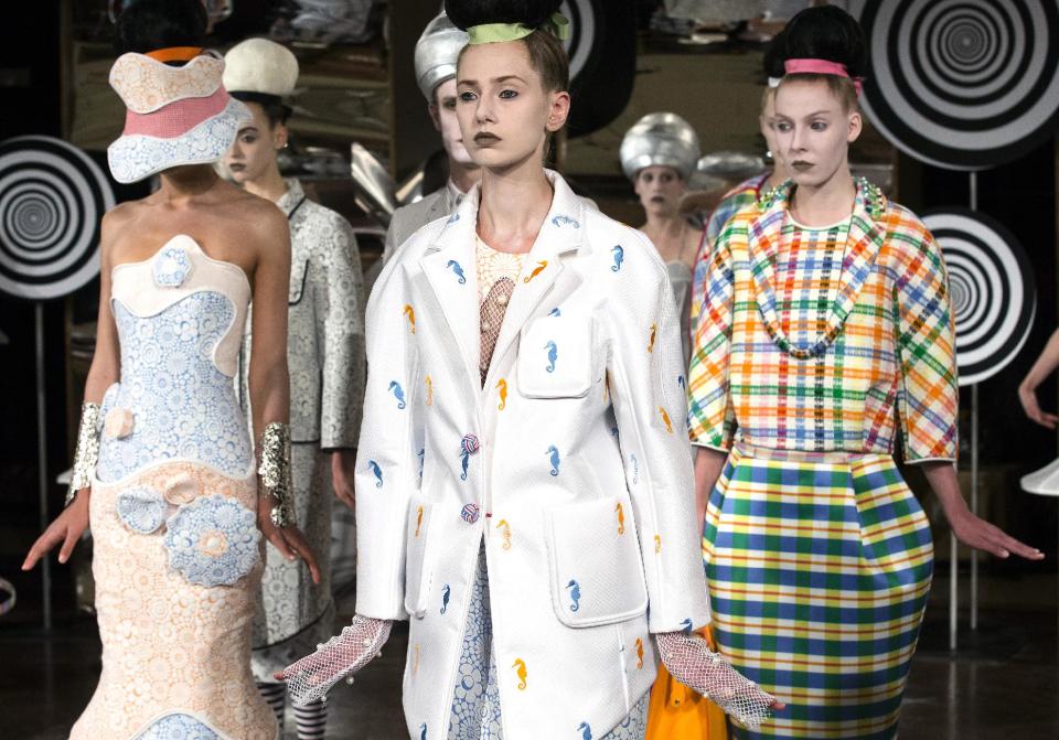 The Thom Browne Spring 2013 collection is modeled during Fashion Week in New York, Monday, Sept. 10, 2012. (AP Photo/John Minchillo)