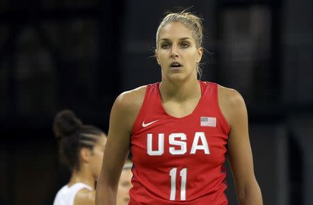 2016 Rio Olympics - Basketball - Preliminary - Women's Preliminary Round Group B Canada v USA - Youth Arena - Rio de Janeiro, Brazil - 12/08/2016. Elena Delle Donne (USA) of USA pauses during the game. REUTERS/Shannon Stapleton