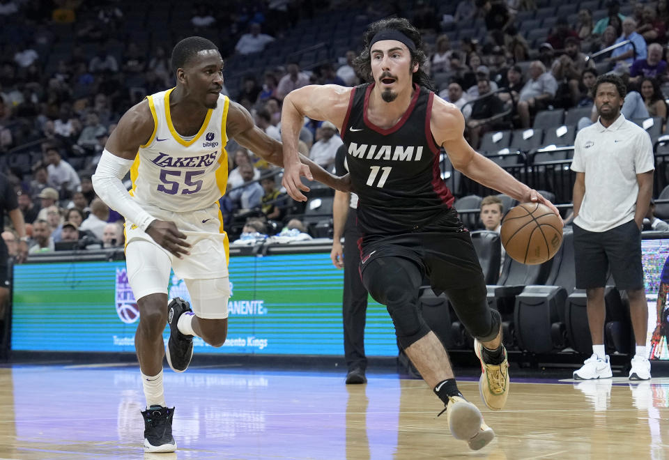 Jaime Jáquez Jr. ha visto acción durante la pretemporada con el Miami Heat. (Photo by Thearon W. Henderson/Getty Images)