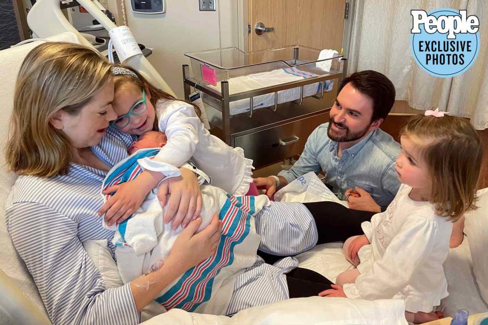 <p>Courtesy of Kayla Tausche</p> Kayla Tausche and husband Jeff with daughters Margaret "Maisie," Grace, and CeCe