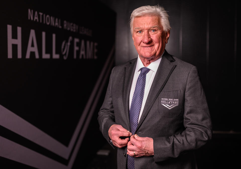 SYDNEY, AUSTRALIA - AUGUST 14:  Ray Warren poses for a portrait after being inducted into the 2019 NRL Hall of Fame at Carriageworks on August 14, 2019 in Sydney, Australia. (Photo by James Gourley/Getty Images)