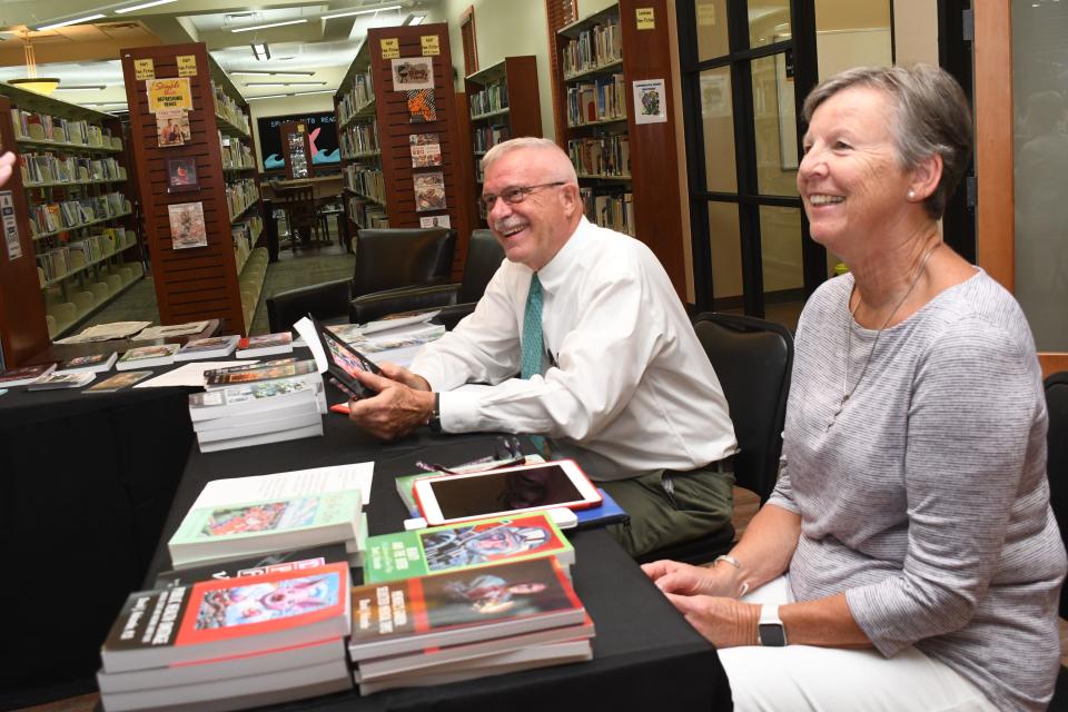 Dr. David Holcombe (left) will host “Writing in a Flash” from 10:45 a.m.-11:30 a.m. at Ripple on the Red, the new literary festival hosted by the Rapides Parish Library. With Holcombe is his wife Nicole.