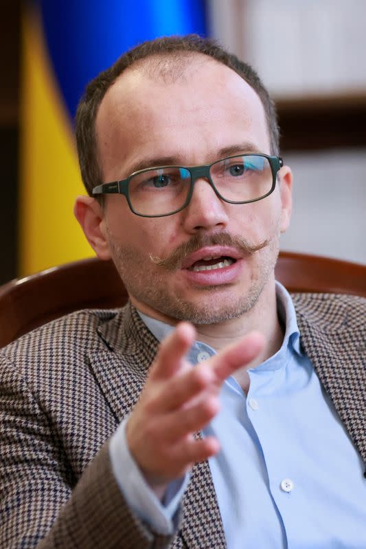 Ukraine’s Justice Minister Denys Maliuska attends an interview with Reuters in Kyiv