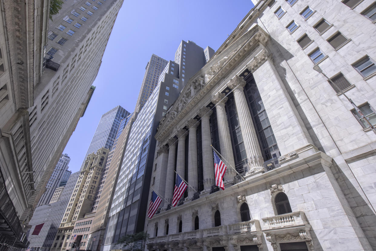 US stocks were slightly lower on Tuesday after mixed economic data left investors considering which direction the Federal Reserve may go on interest rates next week. Photo: Getty.