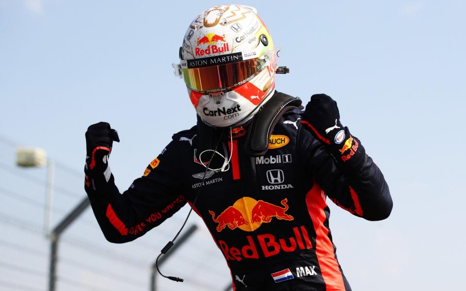 Race winner Max Verstappen of Netherlands and Red Bull Racing celebrates in parc ferme during the F1 70th Anniversary Grand Prix at Silverstone on August 09, 2020 in Northampton, England - Getty Images Europe