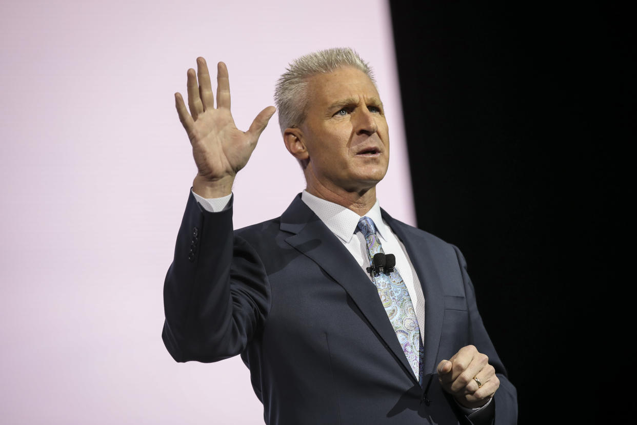 NEW YORK, NY - MARCH 28: Jack Hollis, group vice president and general manager of the Toyota Division at Toyota Motor North America (TMNA), speaks before unveiling the 2019 Toyota RAV4 and 2019 Toyota Corolla  at the New York International Auto Show, March 28, 2018 at the Jacob K. Javits Convention Center in New York City. SUVs and crossovers are expected to capture most of the attention at this year's show. Despite car sales declining for the first time in seven years in 2017, SUVs and crossovers remain a bright spot in the auto industry. The auto show opens to the public on March 30 and will run through April 8. (Photo by Drew Angerer/Getty Images)