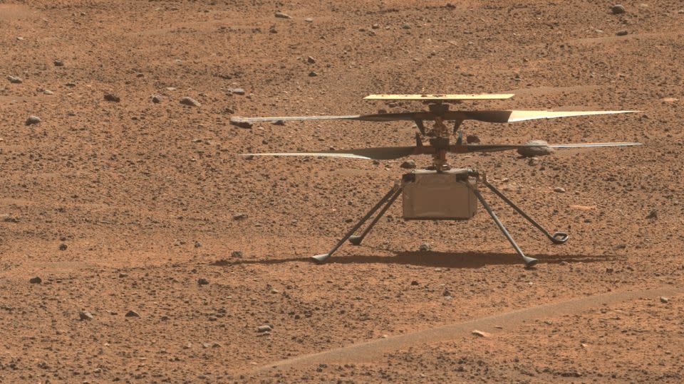 The Ingenuity helicopter, seen here on Mars in an image taken by the Perseverance rover on August 2, 2023, has flown for the last time. - NASA/JPL-Caltech