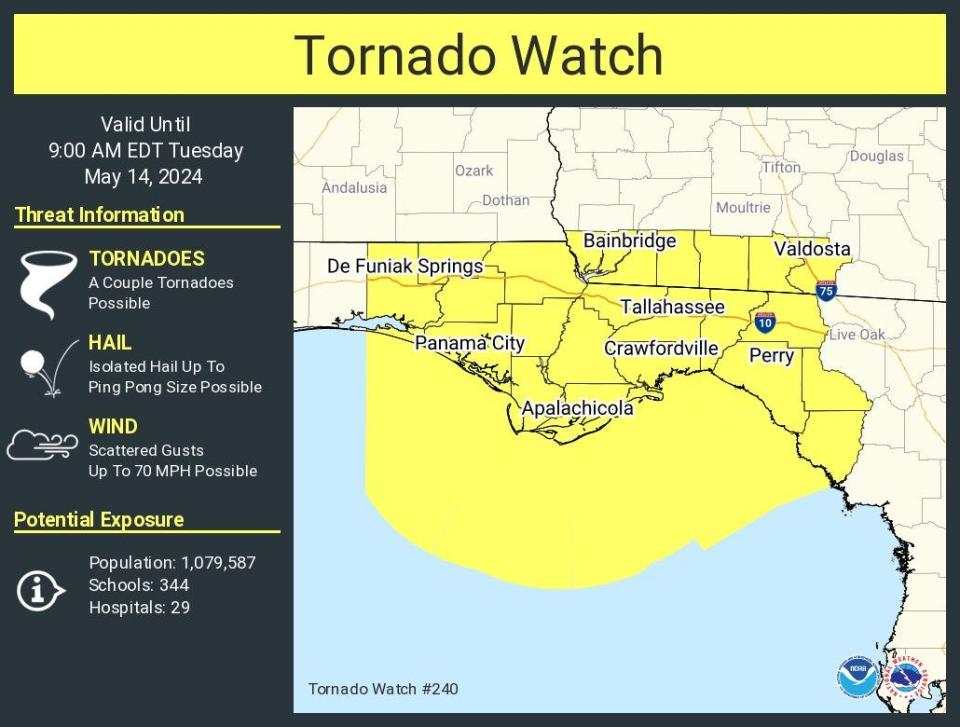 A tornado watch has been issued for parts of Florida and Georgia May 14, 2024.