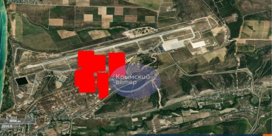 Satellite images of fires at Belbek airport