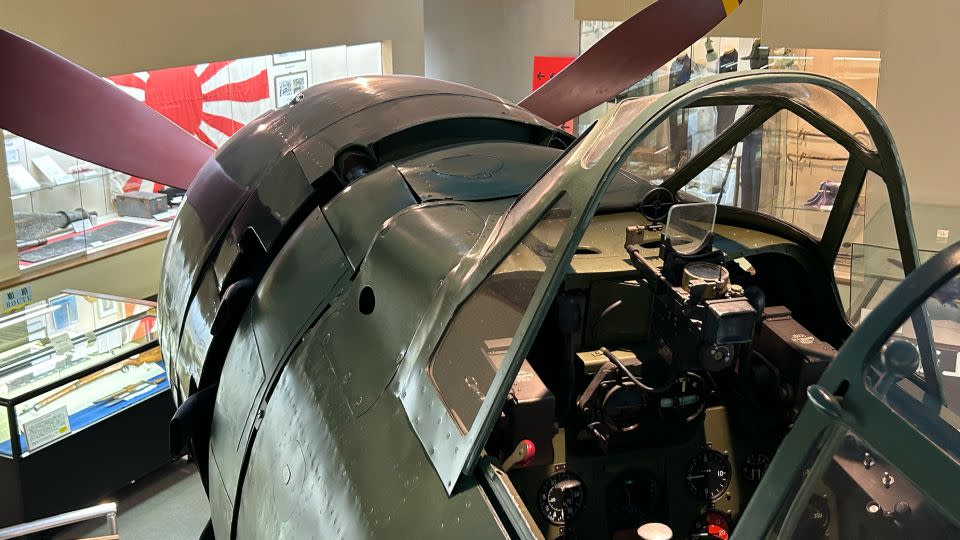 Visitors to the museum at Kanoya Air Base, Japan, can get a look inside the cockpit of a fighter plane similar to ones flown by the kamikaze. - Brad Lendon/CNN