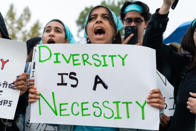 A student at a Harvard University rally in support of affirmative action. - Credit: The Washington Post via Getty Im
