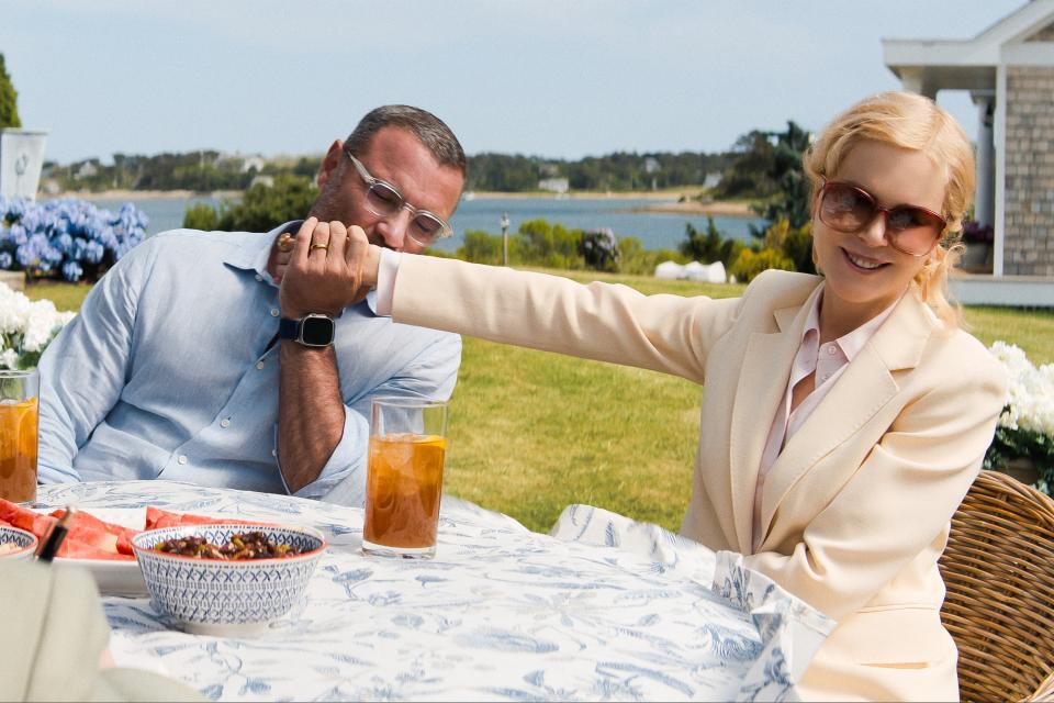 The Perfect Couple. (L to R) Liev Schreiber as Tag Winbury, Nicole Kidman as Greer Winbury in episode 103 of The Perfect Couple. Cr. Courtesy of Netflix © 2024